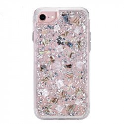 iPhone 8 Plus / 7 Plus / 6S Plus / 6 Plus Luxury Glitter Dried Natural Flower Petal Clear Hybrid Case (Silver Pearl)